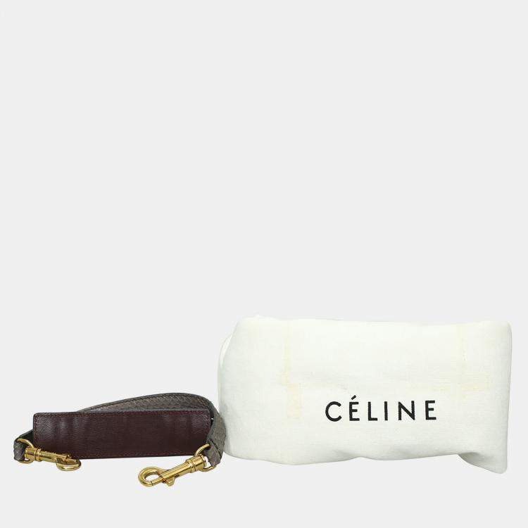 مملوكة مسبقًا Celine Grey, Burgundy Python Suede Medium Trapeze Bag