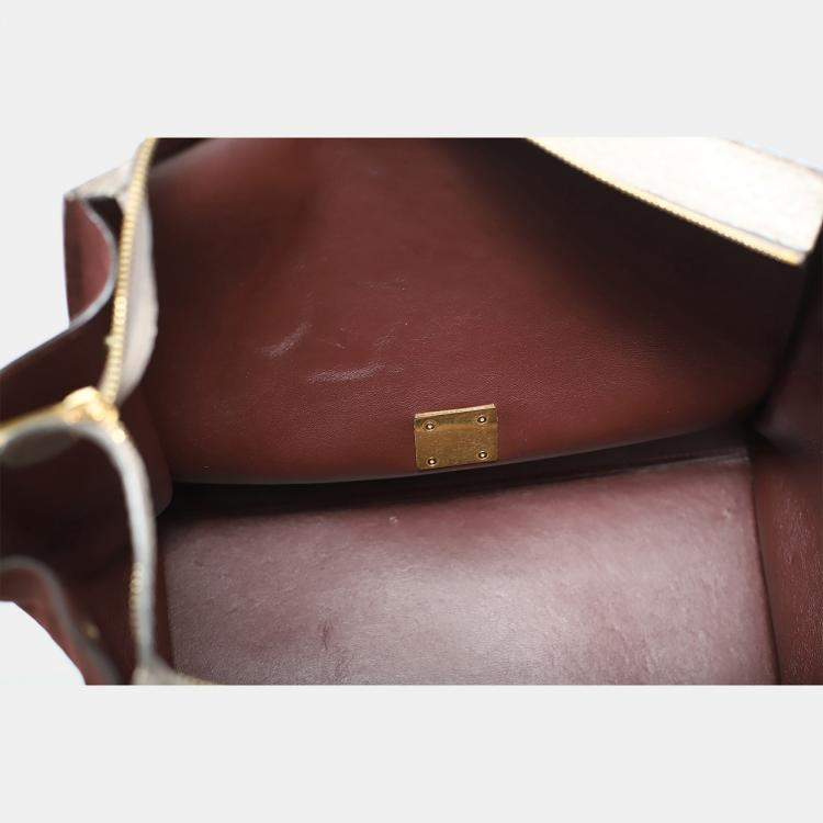 مملوكة مسبقًا Celine Grey, Burgundy Python Suede Medium Trapeze Bag