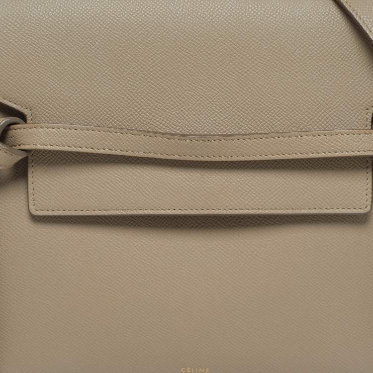 Pre Owned Celine Belt Mini Beige Leather Top Handle Bag