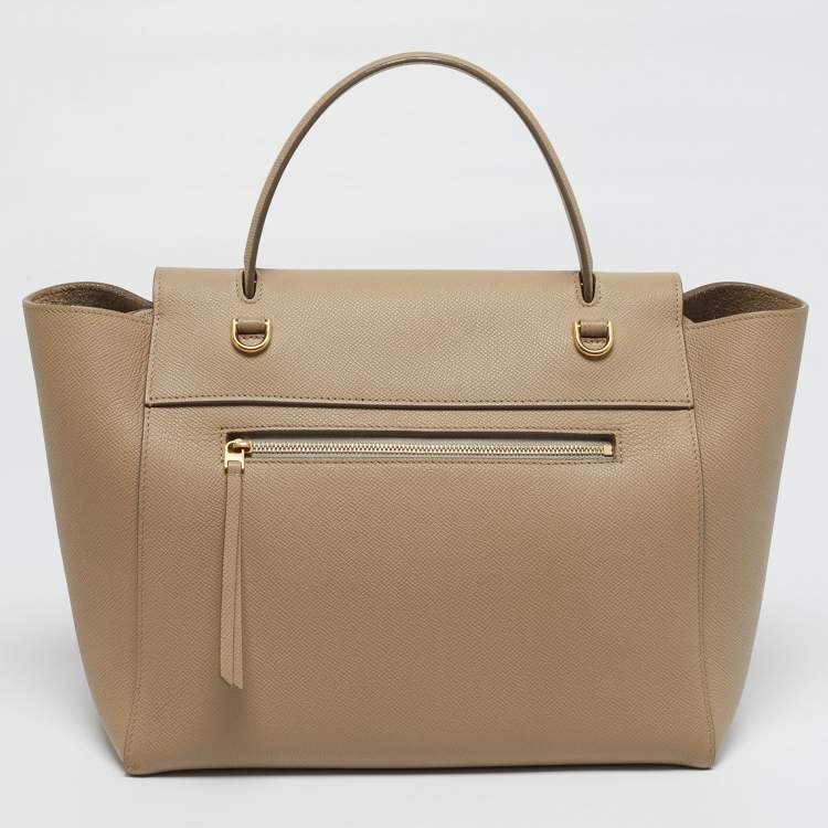 Pre Owned Celine Belt Mini Beige Leather Top Handle Bag
