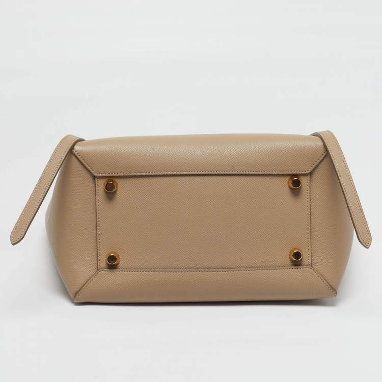 Pre Owned Celine Belt Mini Beige Leather Top Handle Bag