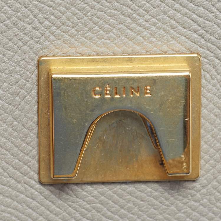 Pre Owned Celine Belt Mini Beige Leather Top Handle Bag