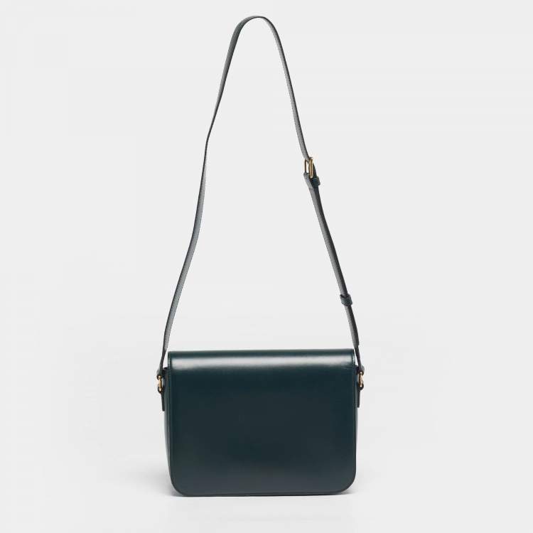 مملوكة مسبقًا Celine Triomphe Large Green Shiny Leather Shoulder Bag
