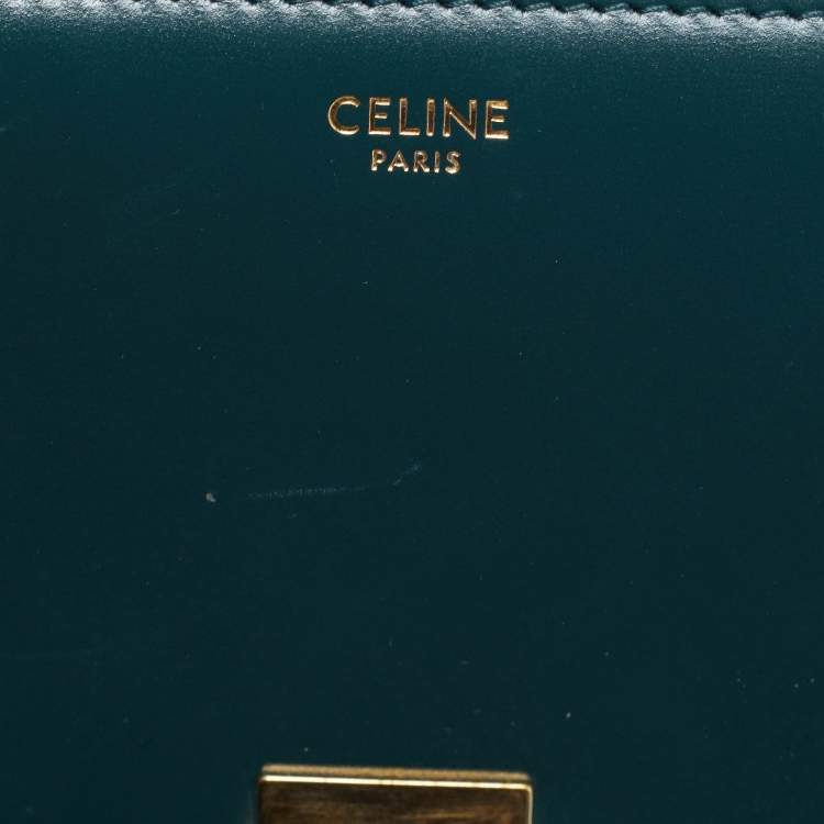 مملوكة مسبقًا Celine Triomphe Large Green Shiny Leather Shoulder Bag