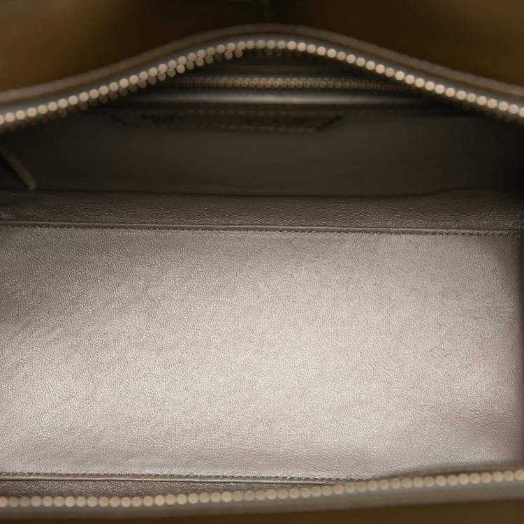 Pre Owned Celine Brown Yellow Micro Tricolor Leather Luggage Tote