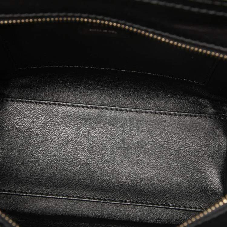 Pre Owned Celine Black White Nano Bicolor Canvas and Leather Luggage Tote