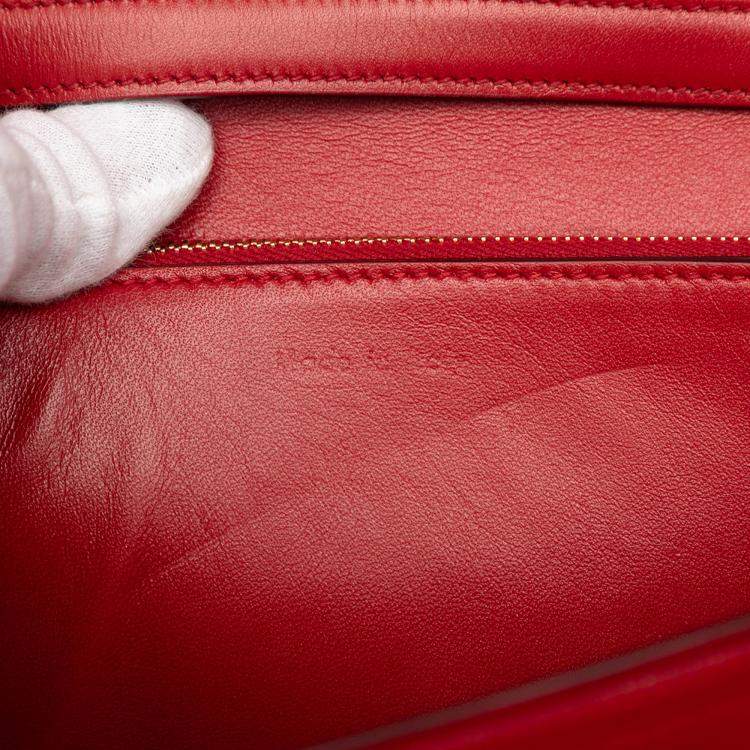 Pre Owned Celine Red Medium Calfskin Classic Box