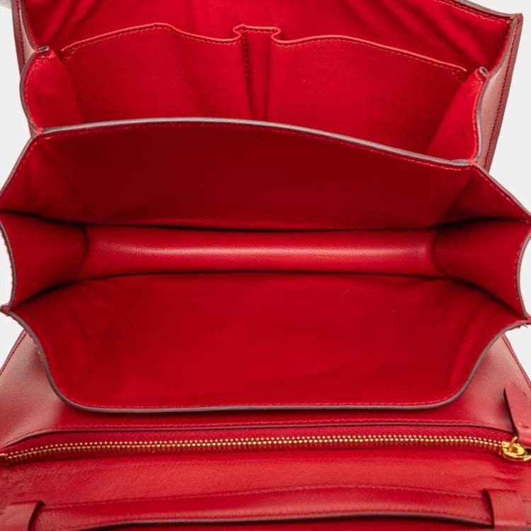 Pre Owned Celine Red Medium Calfskin Classic Box