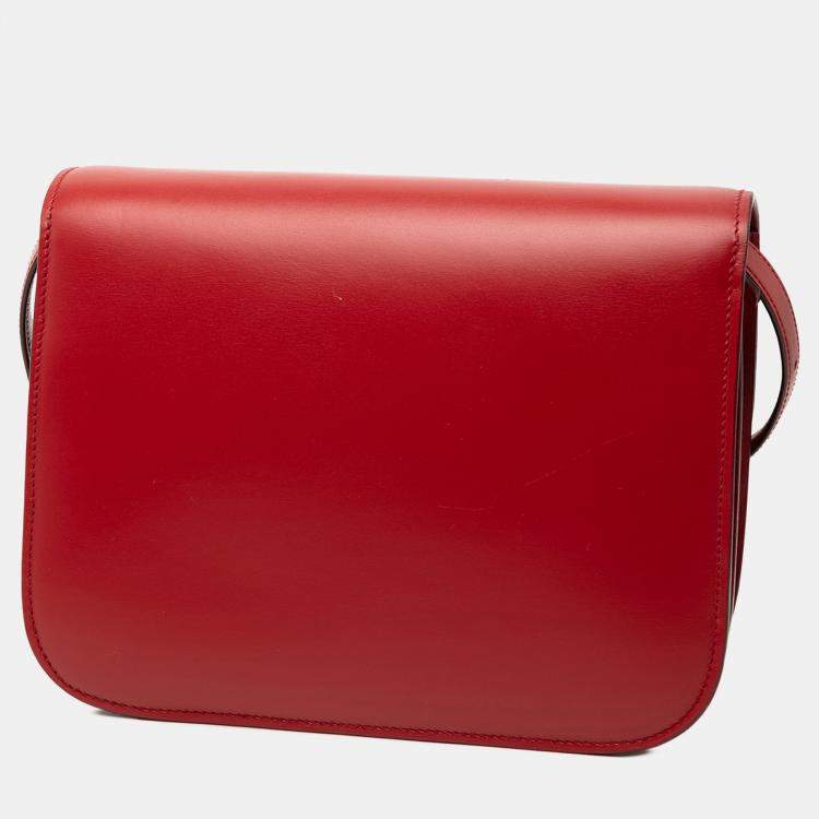 Pre Owned Celine Red Medium Calfskin Classic Box