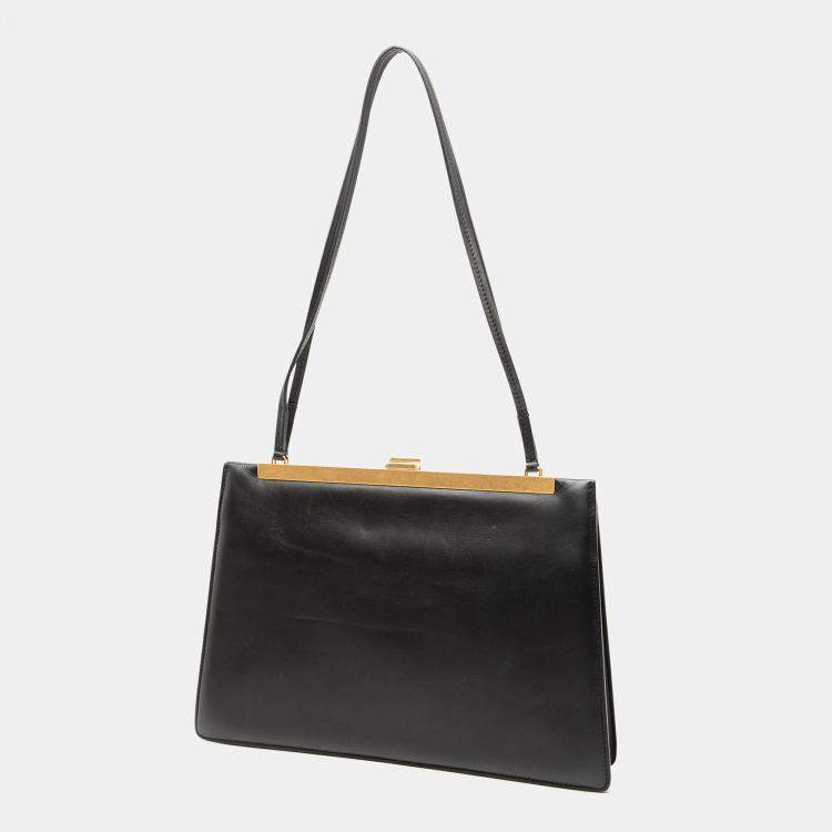 مملوكة مسبقًا Celine Black Medium Smooth Calfskin Soft Clasp Shoulder Bag