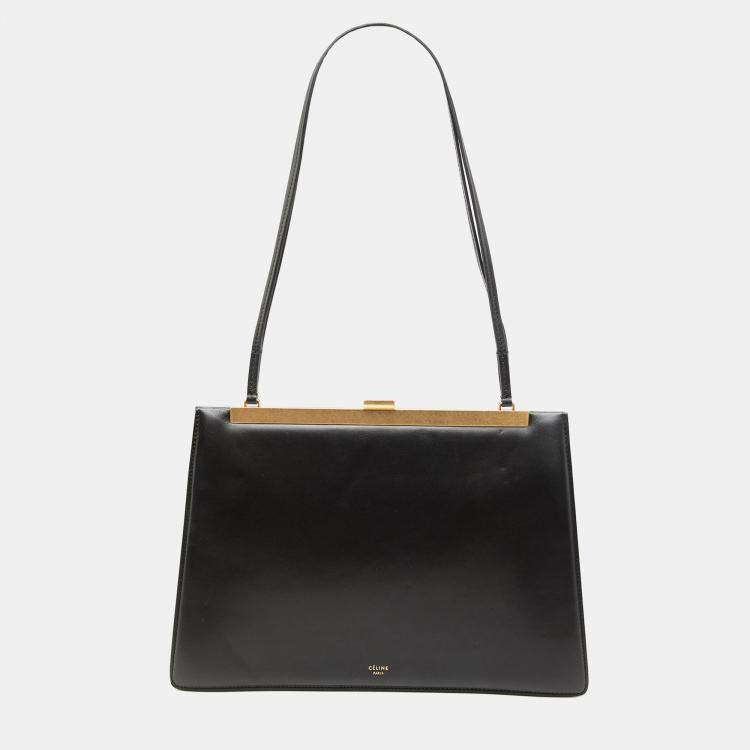 مملوكة مسبقًا Celine Black Medium Smooth Calfskin Soft Clasp Shoulder Bag