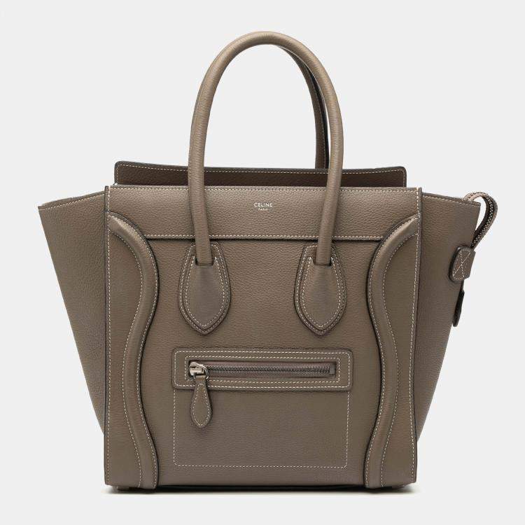 Pre Owned Celine Brown Micro Leather Luggage Tote