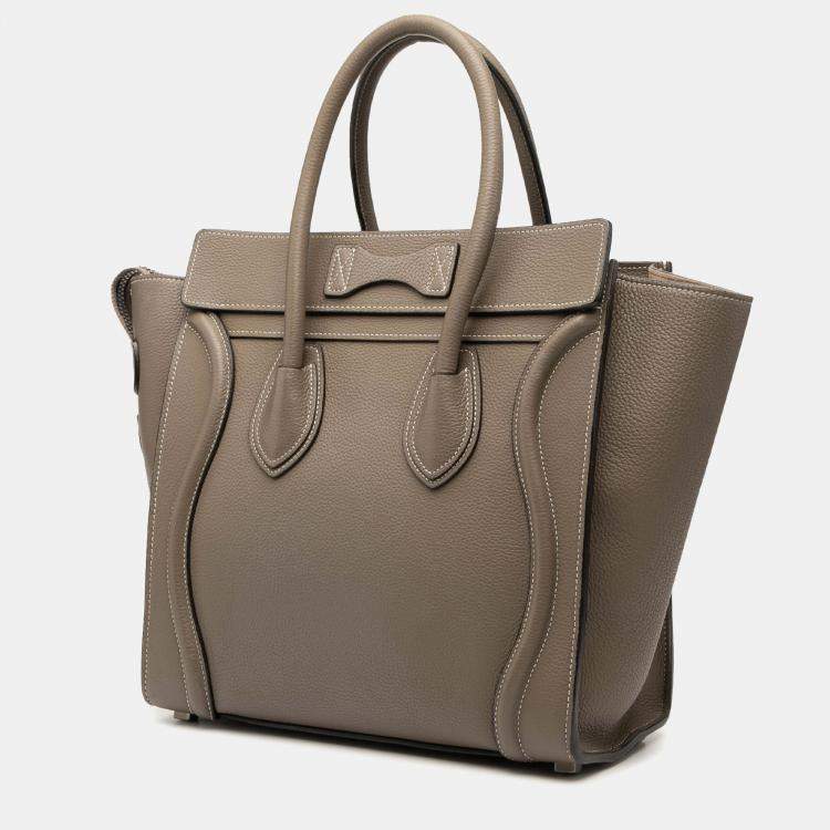 Pre Owned Celine Brown Micro Leather Luggage Tote