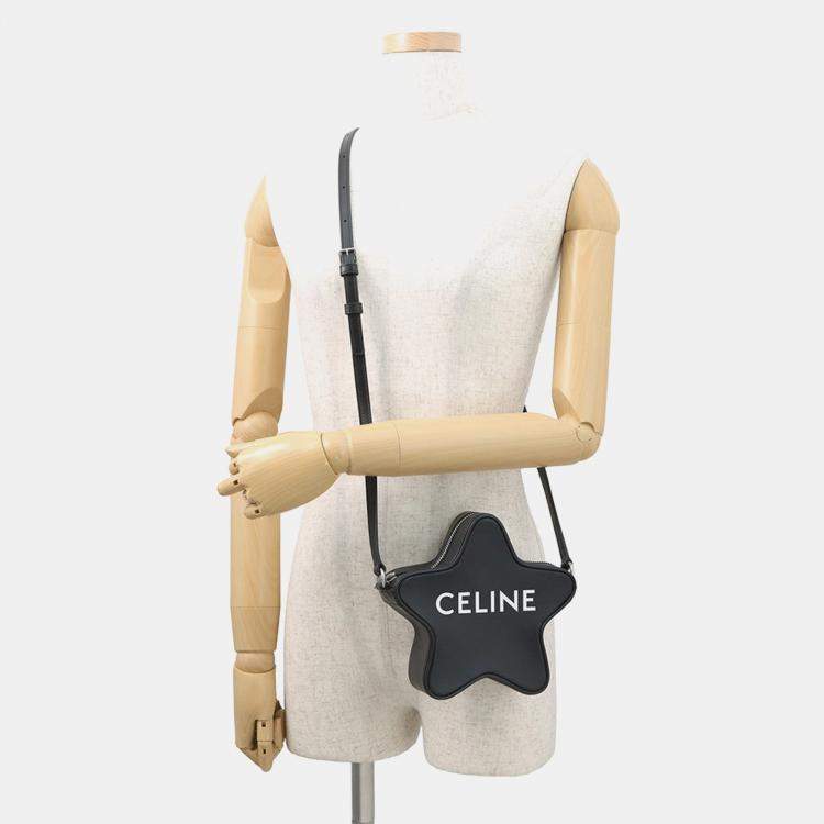 Pre Owned Celine Etoile Star-Shaped Shoulder Bag Black Smooth Calf Leather Size Small