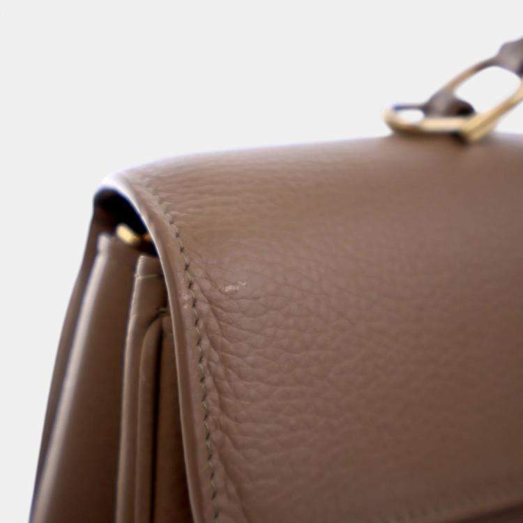 Pre Owned Celine Brown Medium Leather Classique 16 Top Handle Bag