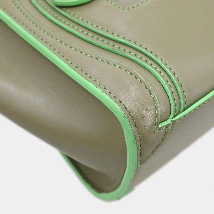 Pre Owned Celine Green Leather Nano Luggage Tote Bag