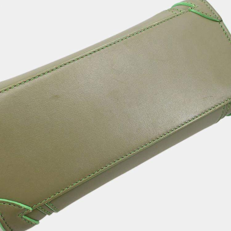 Pre Owned Celine Green Leather Nano Luggage Tote Bag