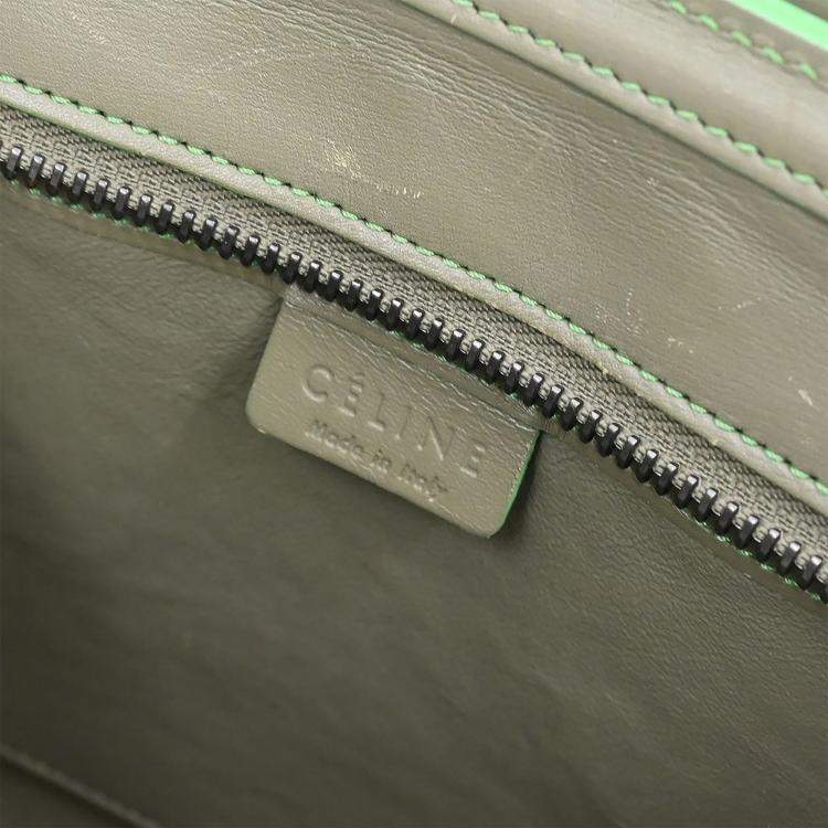 Pre Owned Celine Green Leather Nano Luggage Tote Bag