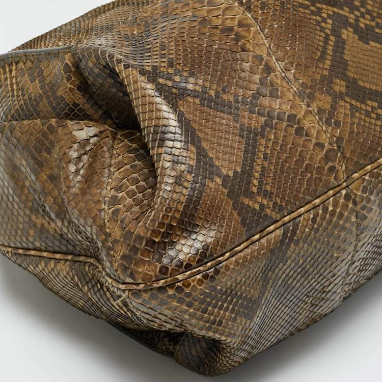 Pre Owned Celine Charm Olive Green Python Tote
