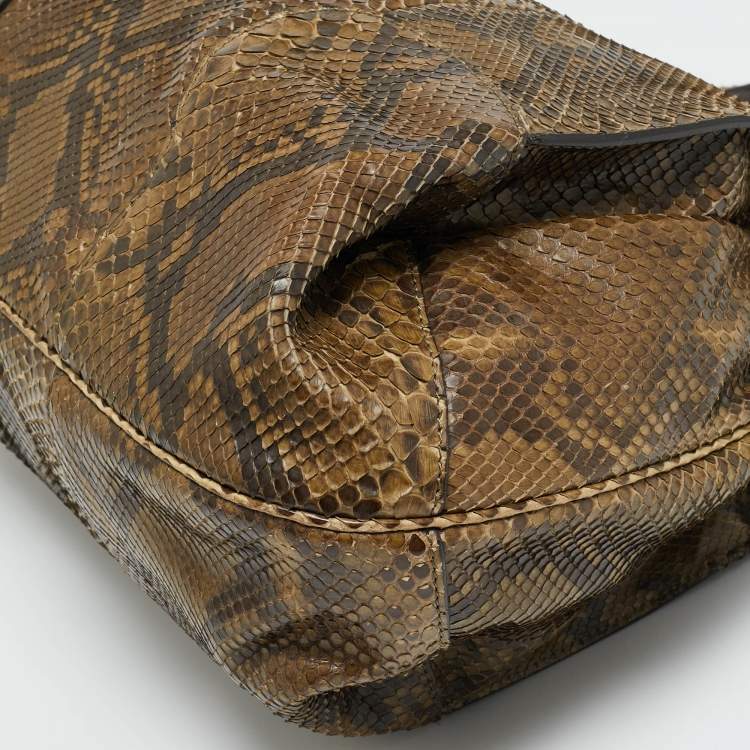 Pre Owned Celine Charm Olive Green Python Tote