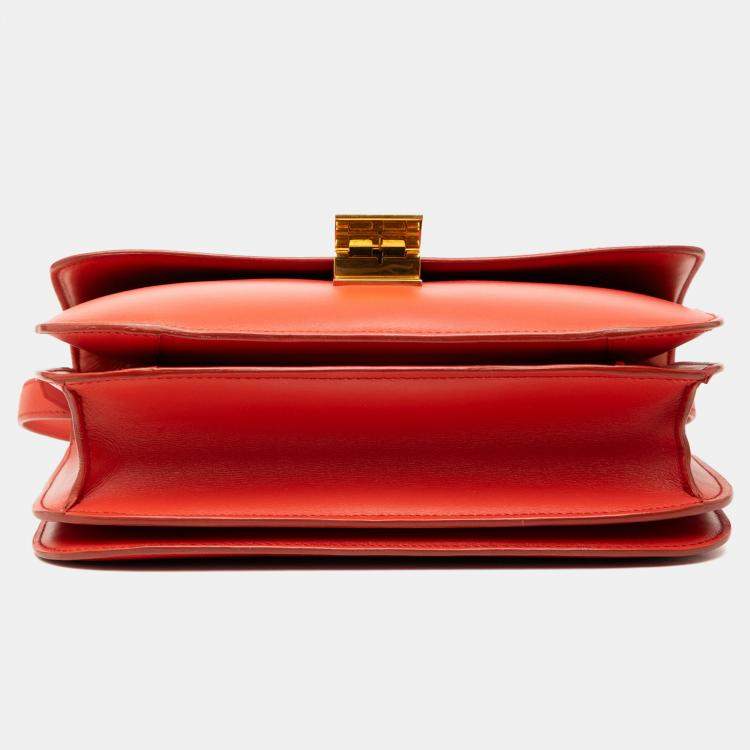 Pre Owned Celine Red Medium Calfskin Classic Box