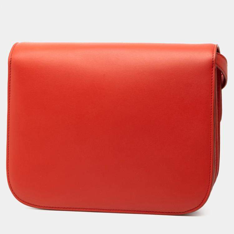 Pre Owned Celine Red Medium Calfskin Classic Box
