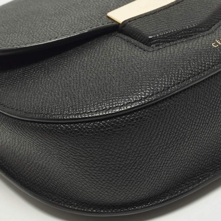 Pre Owned Celine Trotteur Small Black Leather Flap Shoulder Bag