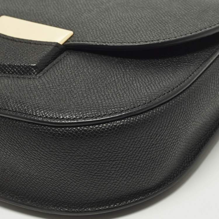Pre Owned Celine Trotteur Small Black Leather Flap Shoulder Bag