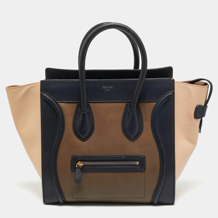 Pre Owned Celine Luggage Mini Tricolor Leather Tote