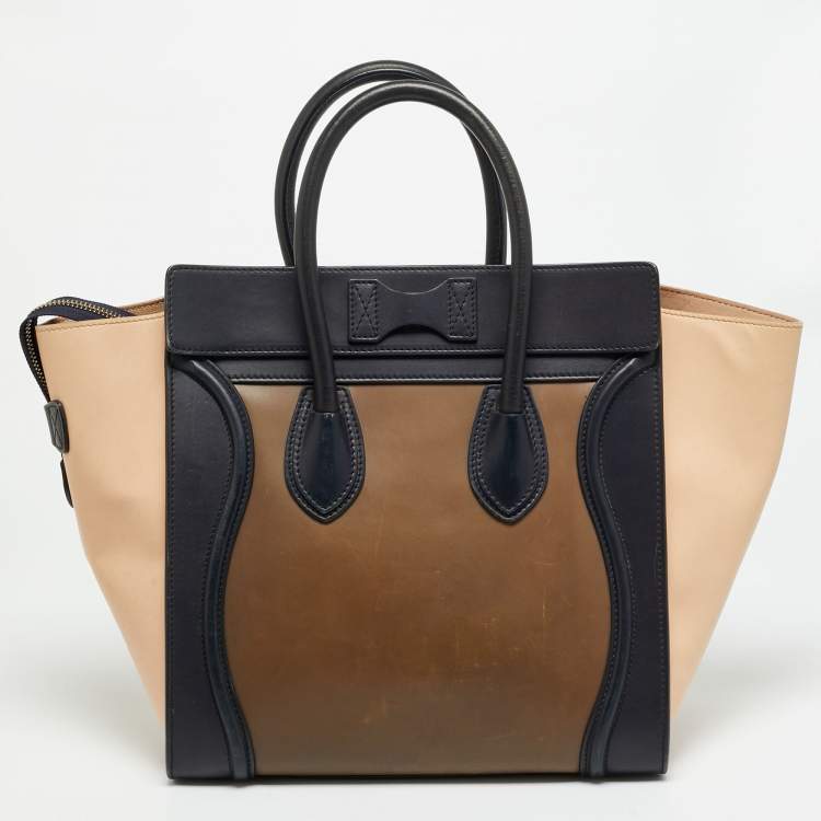 Pre Owned Celine Luggage Mini Tricolor Leather Tote