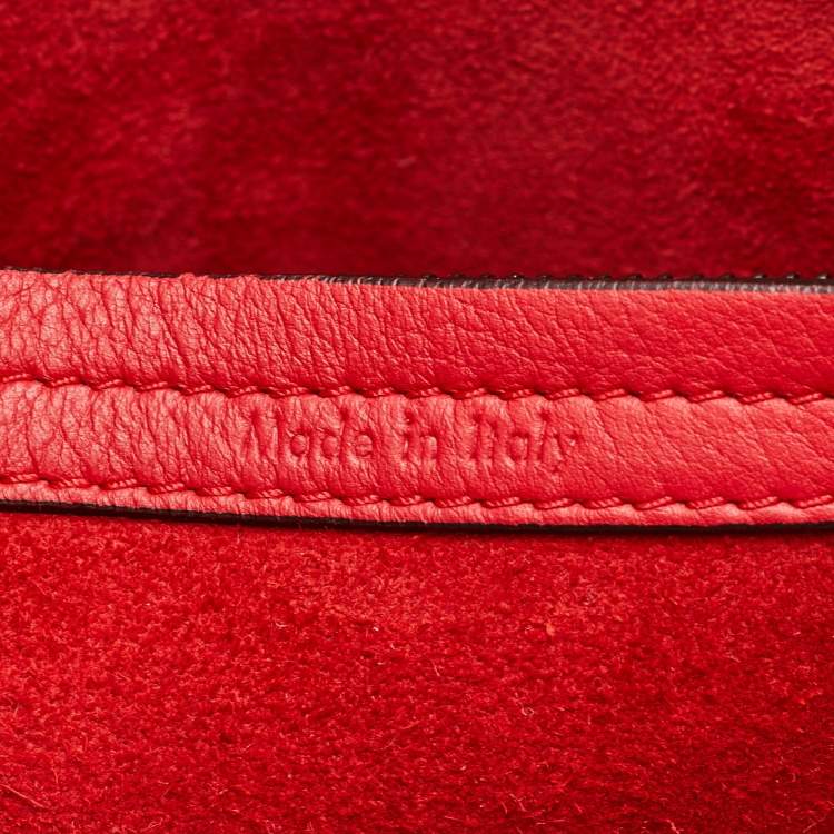 Pre Owned Celine Red Leather Medium Phantom Luggage Tote