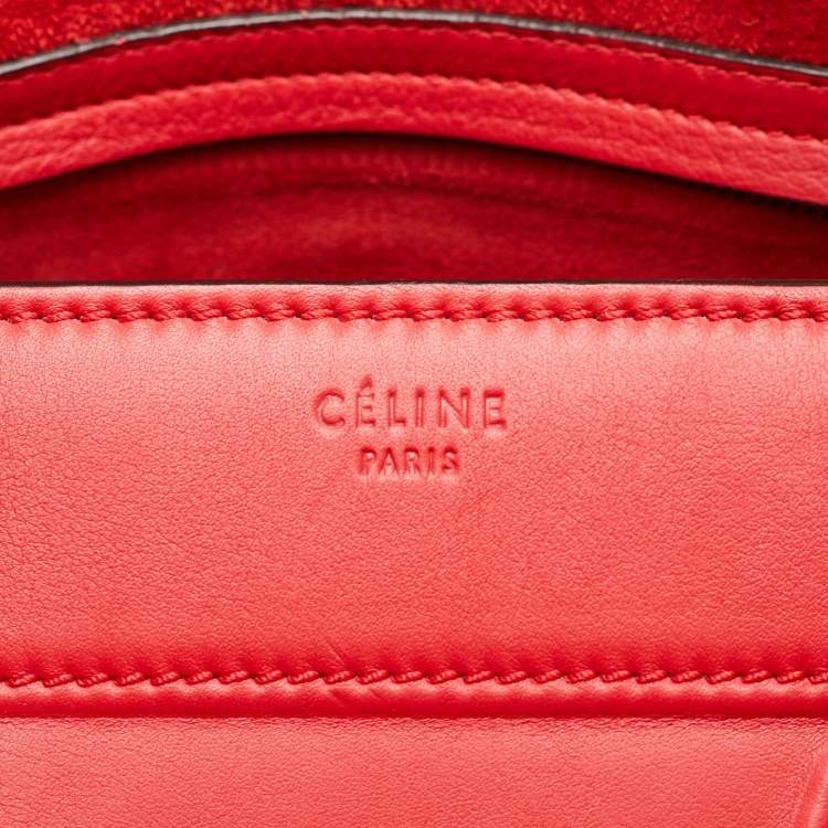 Pre Owned Celine Red Leather Medium Phantom Luggage Tote