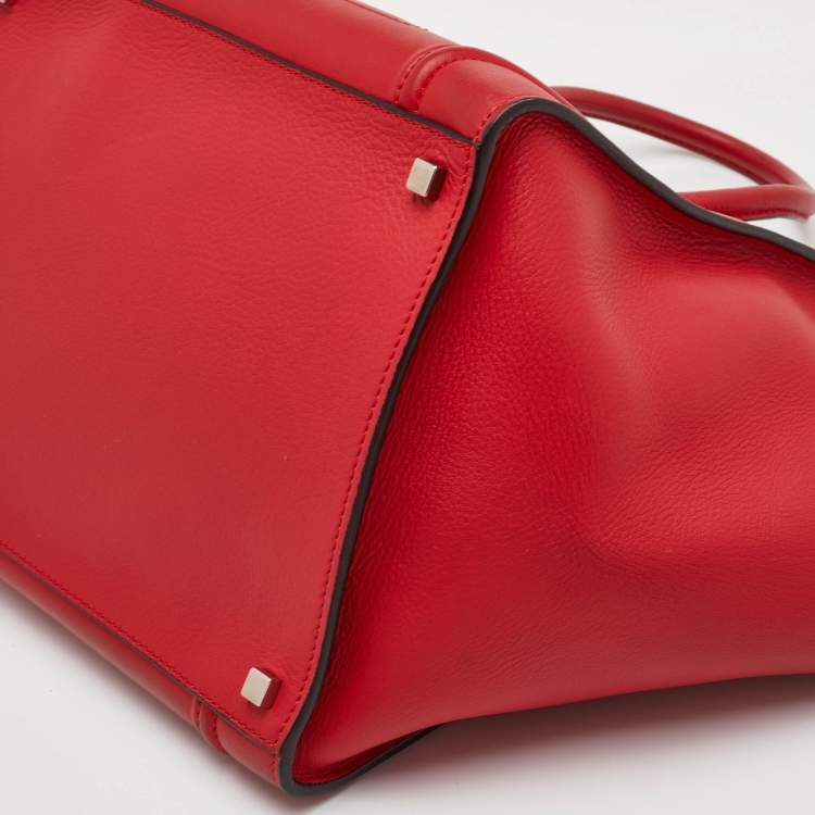 Pre Owned Celine Red Leather Medium Phantom Luggage Tote