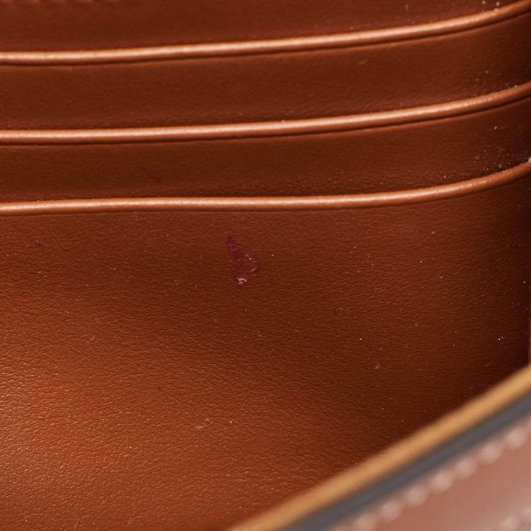 Pre Owned Celine Margo Brown/Tan Triomphe Coated Canvas and Leather Wallet on Chain
