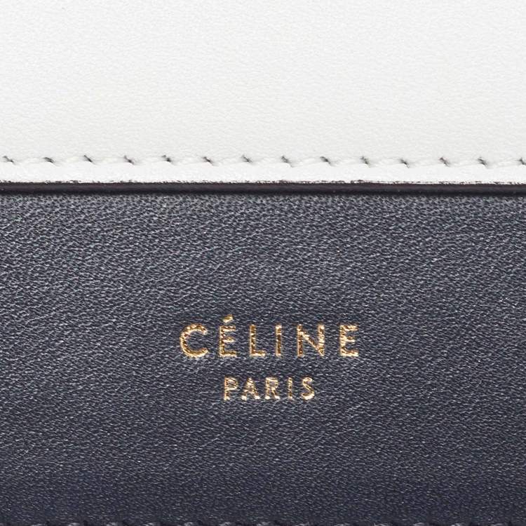 Pre Owned Celine Pocket Envelope Black/White Leather and Snakeskin Chain Clutch