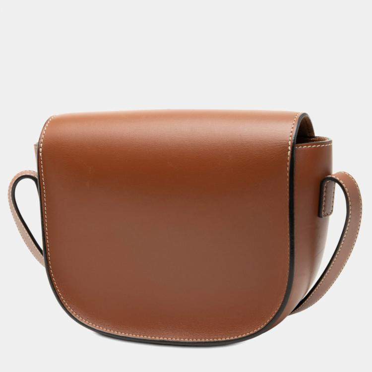 Pre Owned Celine Brown Medium Calfskin Cuir Triomphe Folco Crossbody