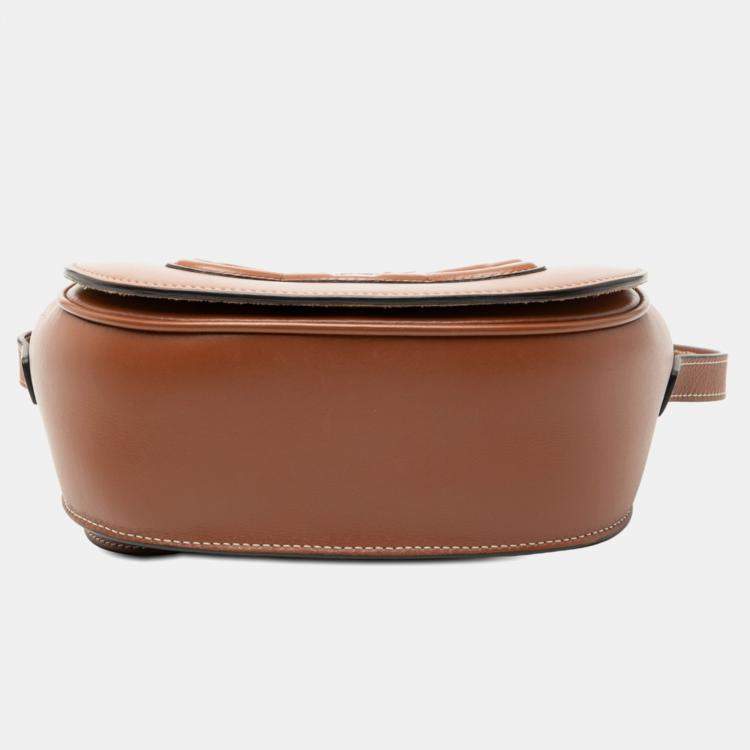 Pre Owned Celine Brown Medium Calfskin Cuir Triomphe Folco Crossbody