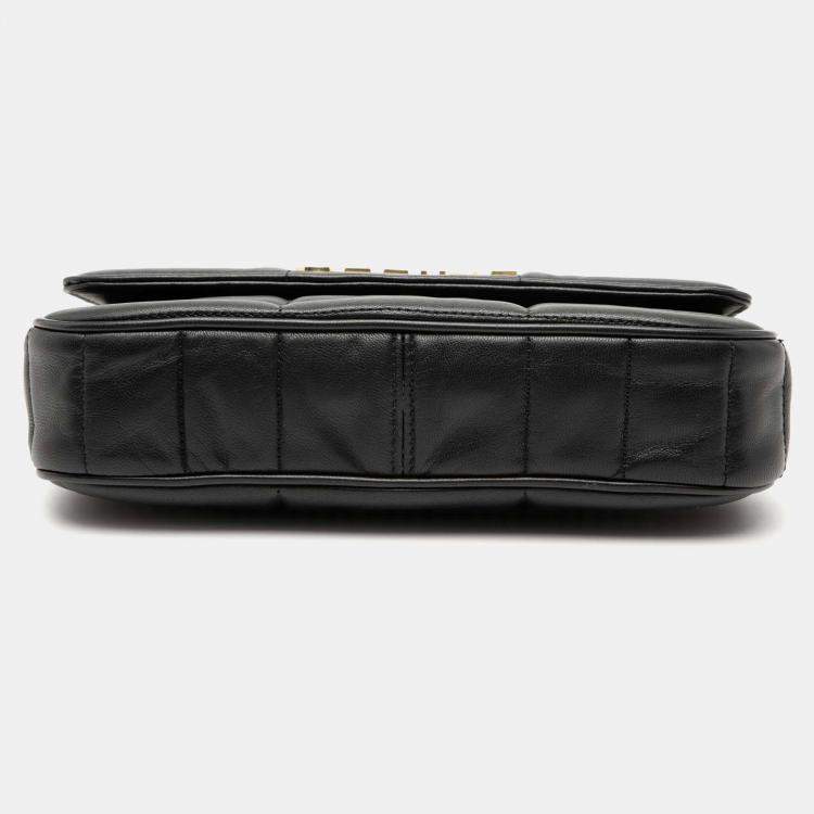 Pre Owned Celine Black Matelasse Goatskin Monochrome Chain Shoulder Bag