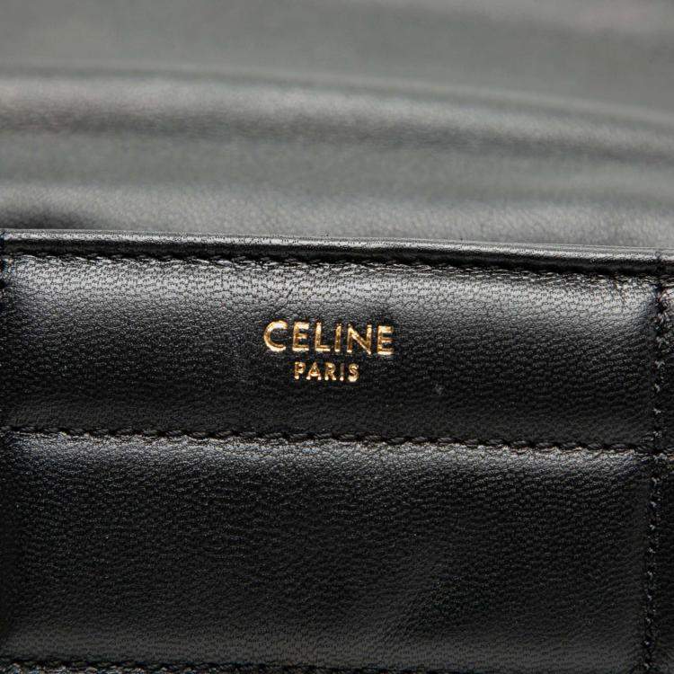 Pre Owned Celine Black Matelasse Goatskin Monochrome Chain Shoulder Bag