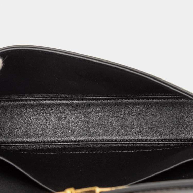 Pre Owned Celine Black Shiny Calfskin Claude Chain Shoulder Bag