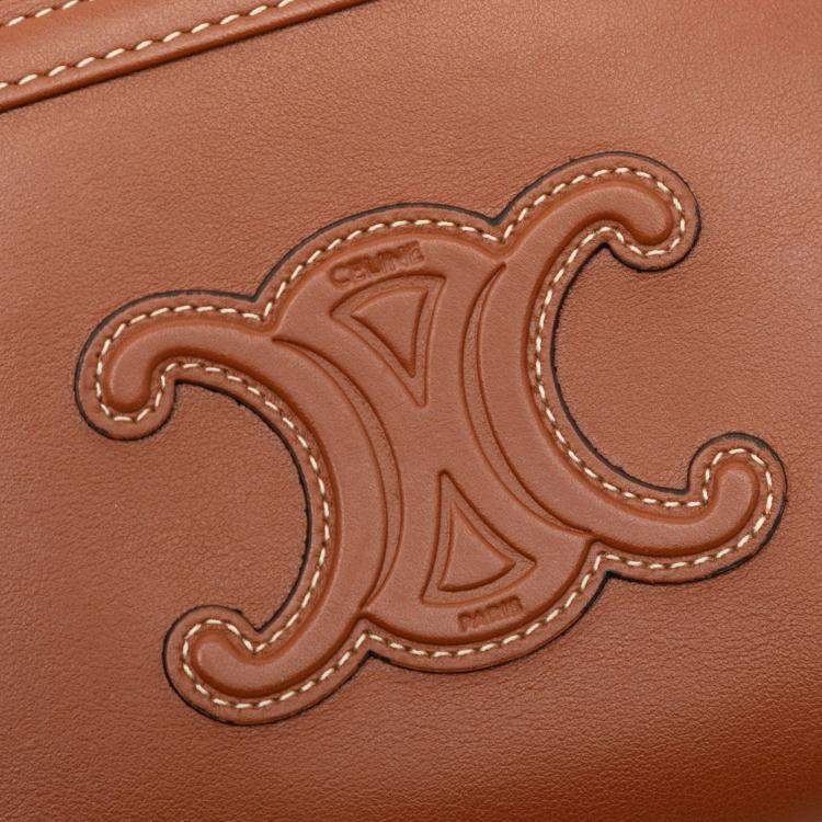 Pre Owned Celine Brown Smooth Calfskin Cuir Triomphe Clutch on Chain