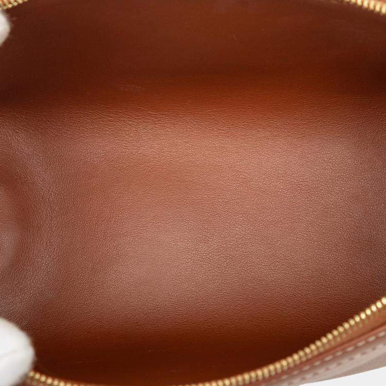 Pre Owned Celine Brown Smooth Calfskin Cuir Triomphe Clutch on Chain