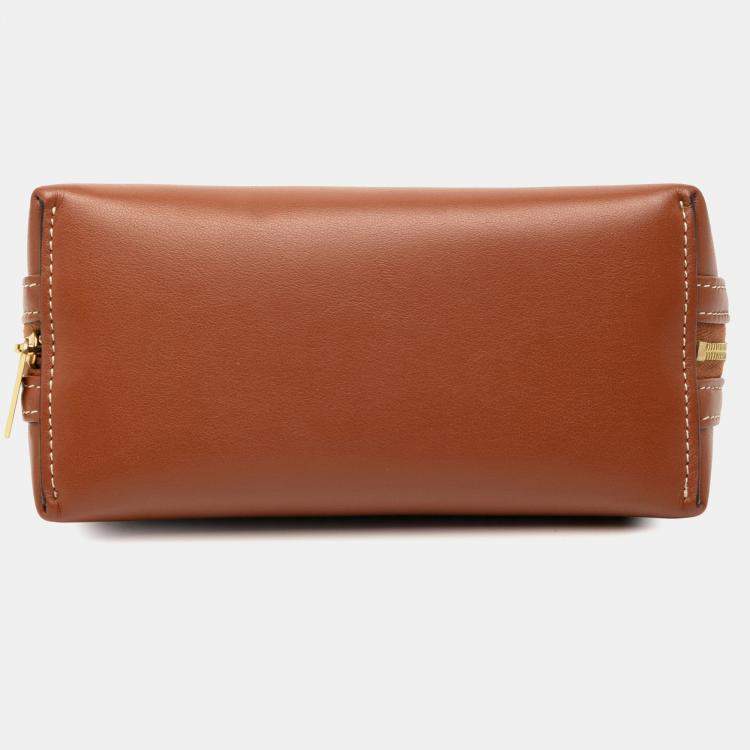 Pre Owned Celine Brown Smooth Calfskin Cuir Triomphe Clutch on Chain