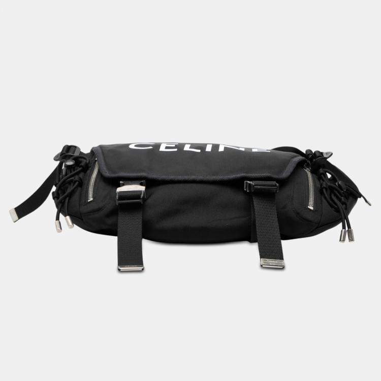 Pre Owned Celine Black Medium Nylon Logo Trekking Messenger Bag