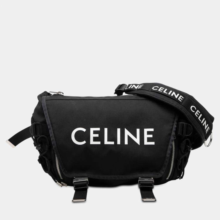 Pre Owned Celine Black Medium Nylon Logo Trekking Messenger Bag