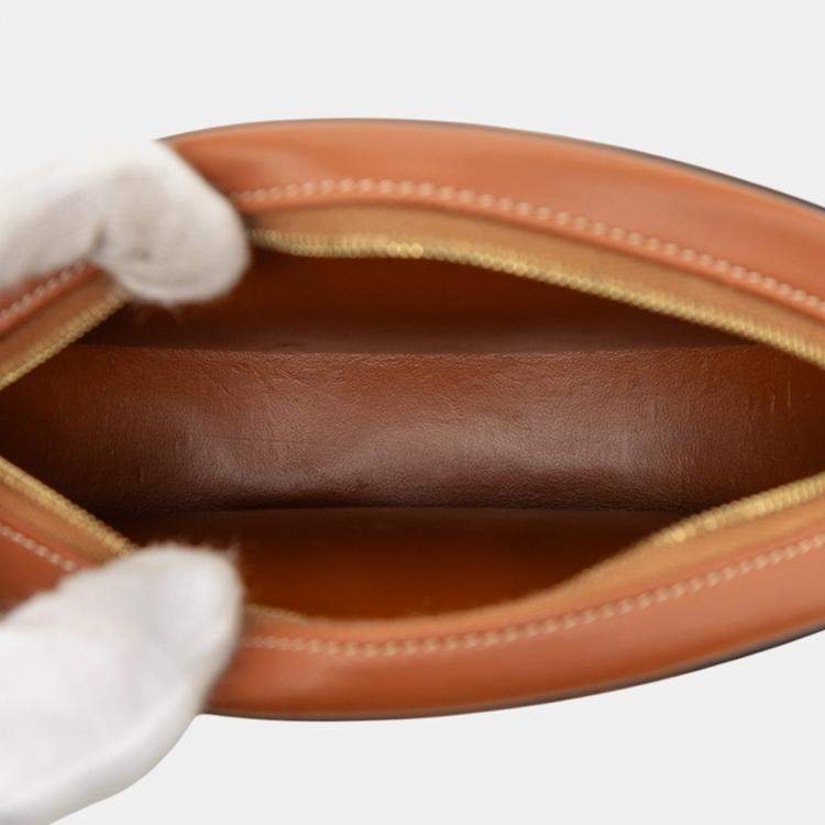 Pre Owned Celine Brown Small Calfskin Cuir Triomphe Oval Crossbody