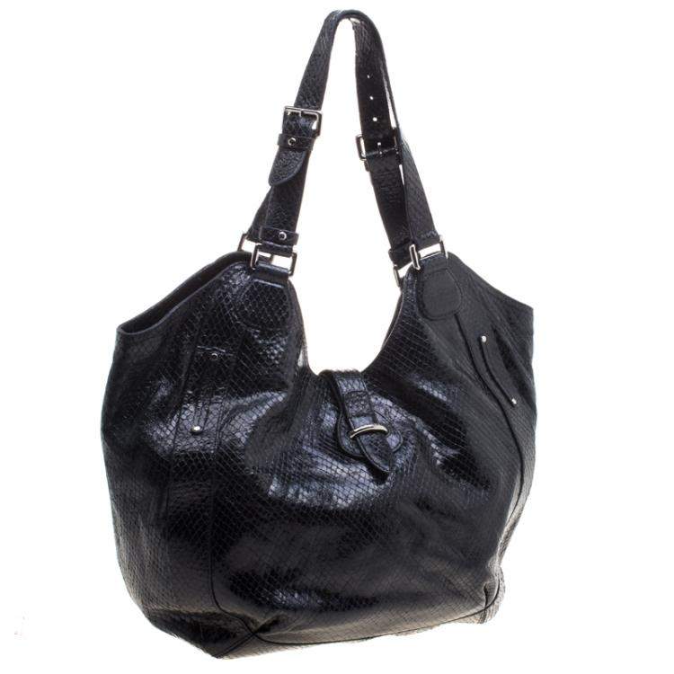 Pre Owned Celine Black Python Tote