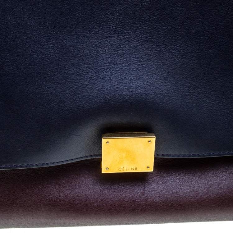 Pre Owned Celine Tri Color Leather and Suede Large Trapeze Bag