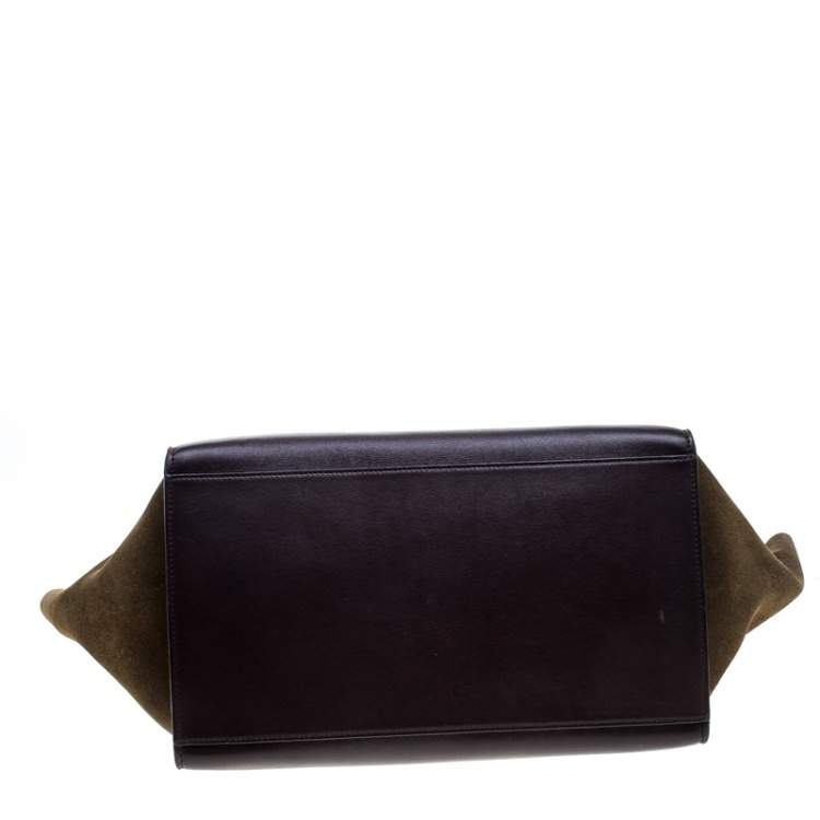Pre Owned Celine Tri Color Leather and Suede Large Trapeze Bag