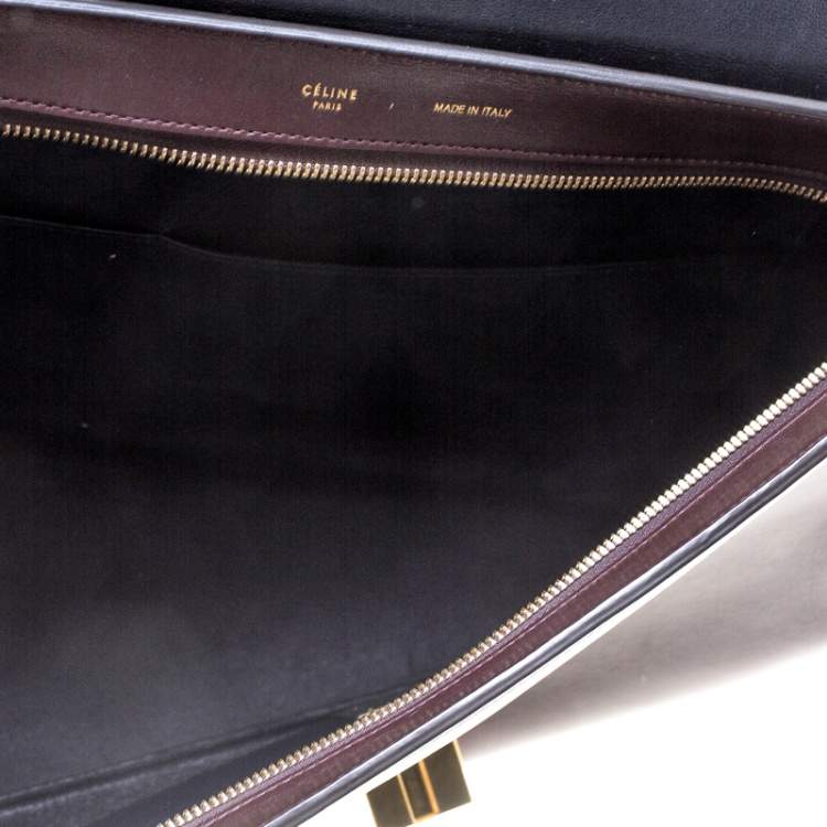 Pre Owned Celine Tri Color Leather and Suede Large Trapeze Bag
